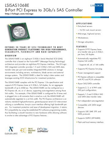 LSISAS1068E 8-Port PCI Express to 3Gb/s SAS ... - Computerworld