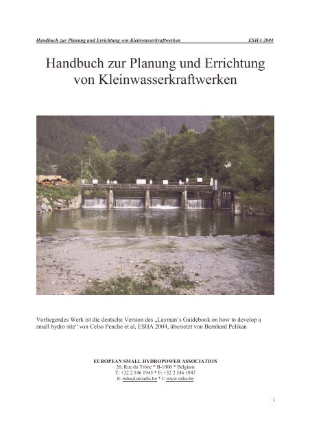 Handbuch zur Planung und Errichtung von Kleinwasserkraftwerken
