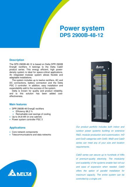 Delta R2900 DPS 2900B-48-12 - DELTA Power Solutions