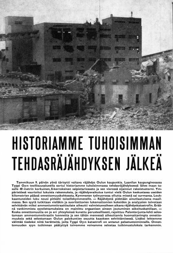 Palontorjunta 1/1963 ja 3/1963 typpirÃ¤jÃ¤hdys Oulun ... - Pelastustieto