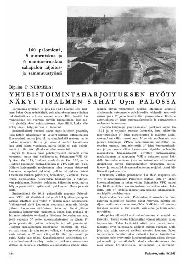 Iisalmen Sahat Oy:n palo PT 8/1963:ssa - Pelastustieto