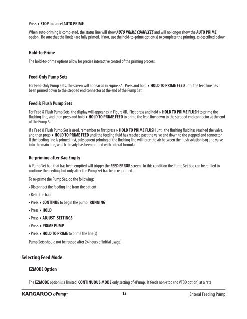 Kangaroo EPump Feeding Pump User Manual