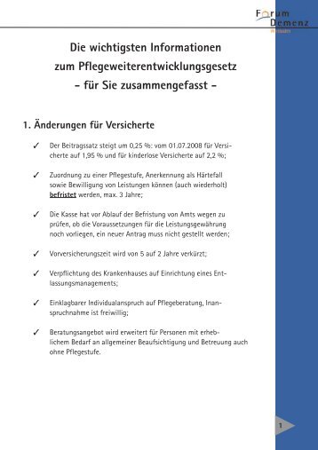 Die wichtigsten Informationen zum Pflegeweiterentwicklungsgesetz ...