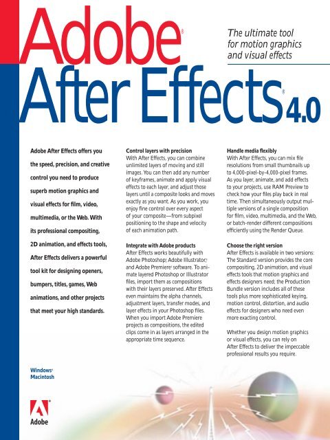 Adobe After Effects 4.0 Brochure - A Matter of Fax