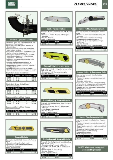 HOLDING & CUTTING Contents - Gibb Tools