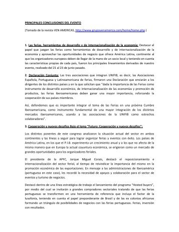 PRINCIPALES CONCLUSIONES DEL EVENTO (Tomado de ... - Afida