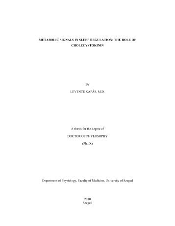 METABOLIC SIGNALS IN SLEEP REGULATION: THE ROLE OF ...