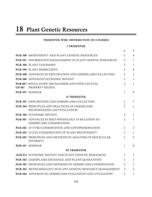 18 Plant Genetic Resources - PG School, IARI Management System