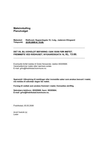 Møteinnkalling Planutvalget - Fredrikstad kommune