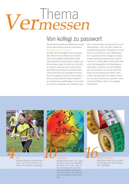 Passwort Nr. 1 vom Mai 2012 - Kantonale Mittelschule Uri