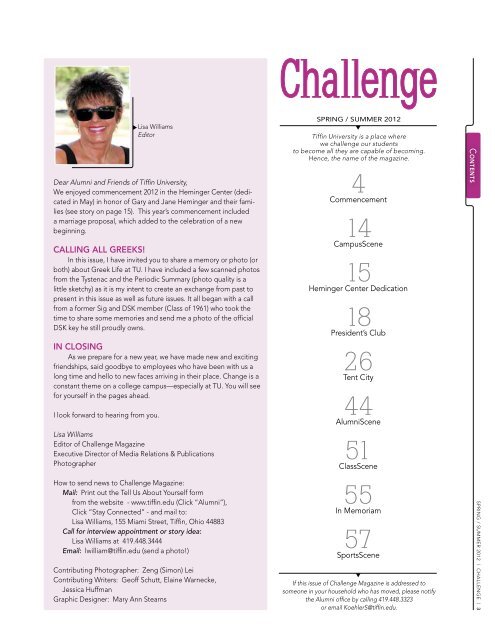 Challenge - Spring/Summer 2012 - Tiffin University