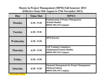 Download Master Programs Schedule For Fall 2013 - SZABIST