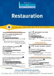 Restauration 2012 - Office de Tourisme du pays de Vesoul