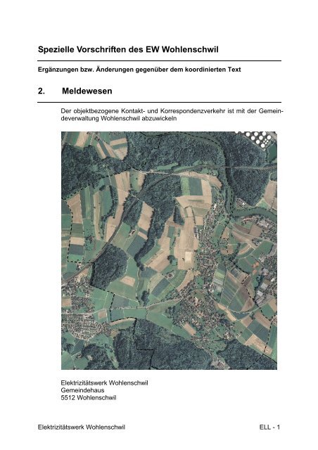 Spezielle Werkvorschriften EW Wohlenschwil