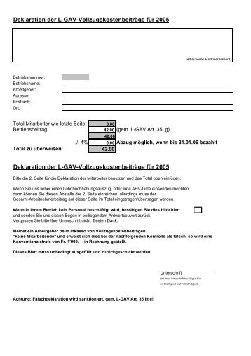 Deklarationsformular 2005 - L-GAV