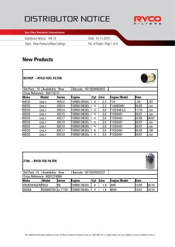 Download document - Ryco Filters