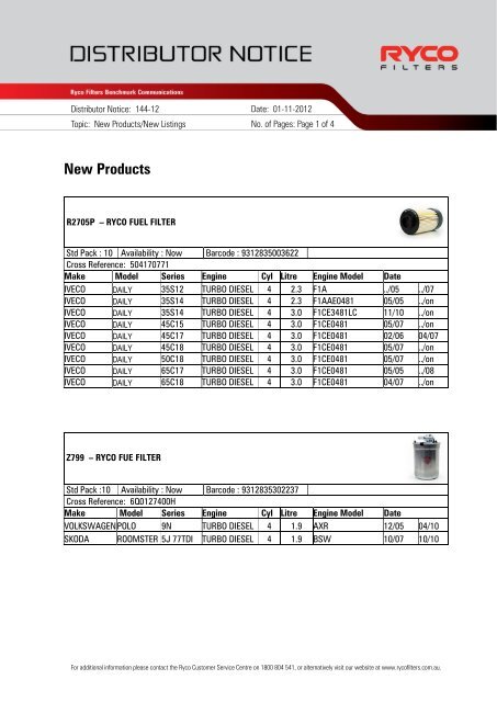 Download document Ryco Filters