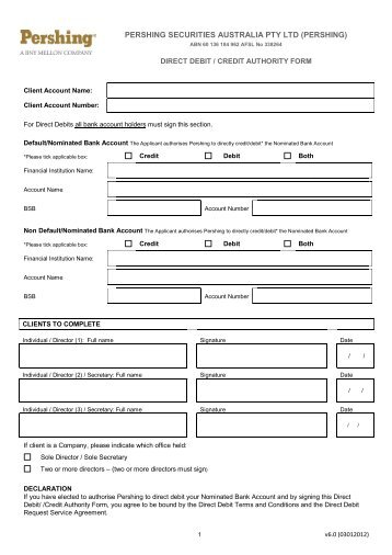 Direct Debit/Credit Authority Form - Taylor Collison