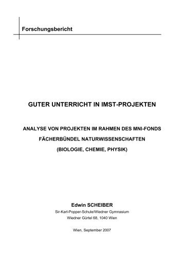 GUTER UNTERRICHT IN IMST-PROJEKTEN - Sir Karl Popper Schule