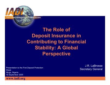 The Role of Deposit Insurance in Contributing to Financial Stability ...