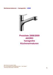 Preisliste 2008/2009 AXOR® hansgrohe Küchenarmaturen