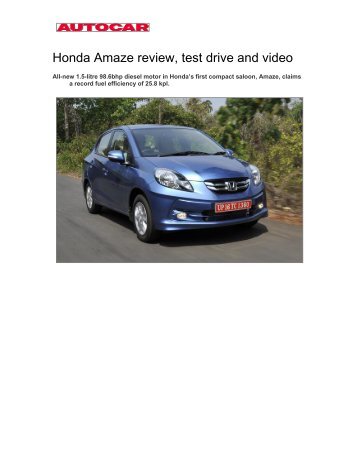 Honda Amaze review, test drive and video - Honda Cars India