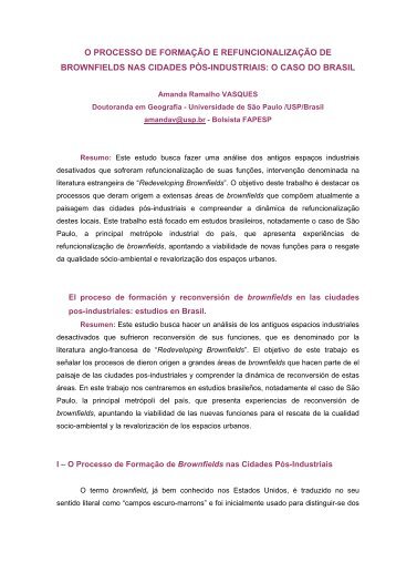 o processo de formao e refuncionalizao de brownfields nas cidades ...