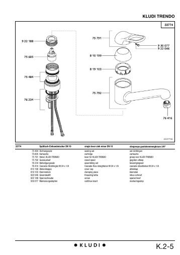 Dichtungssatz 75 484 Kartusche 75 605 Hebel, KLUDI TRENDO 75 ...