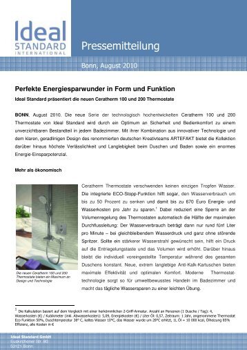 Perfekte Energiesparwunder in Form und Funktion - Ideal Standard