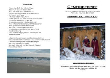 Ausgabe Dezember 2012 / Januar 2013 - Ev. luth. Kirchengemeinde ...