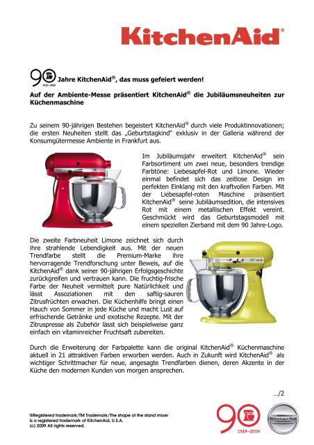 Auf der Ambiente-Messe präsentiert KitchenAid® die ...