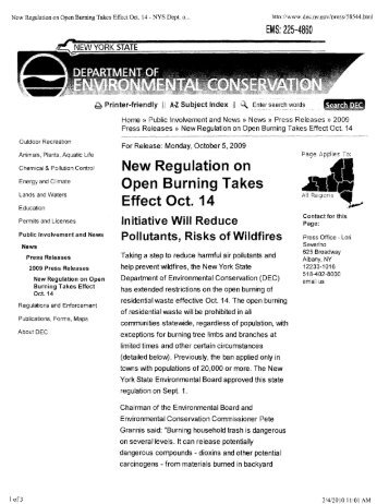 Regulations on Open Burning - Town of Philipstown