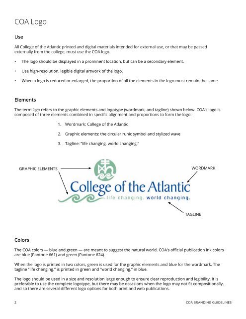 COA Branding Guidelines - College of the Atlantic