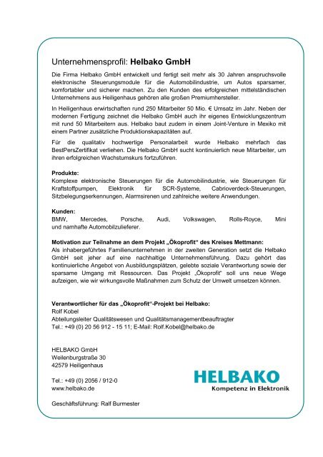 Unternehmensprofil Helba