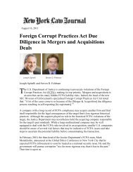 Foreign Corrupt Practices Act Due Diligence in Mergers - Herrick ...