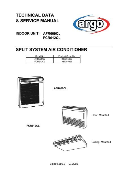 technical data & service manual split system air conditioner - Package