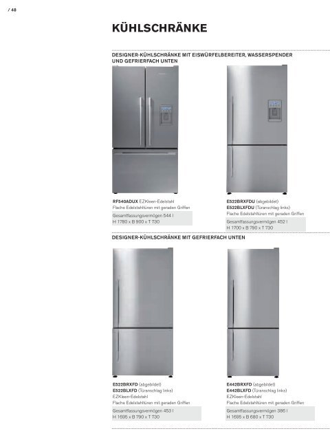 Fisher & Paykel - deutscher Übersichtskatalog