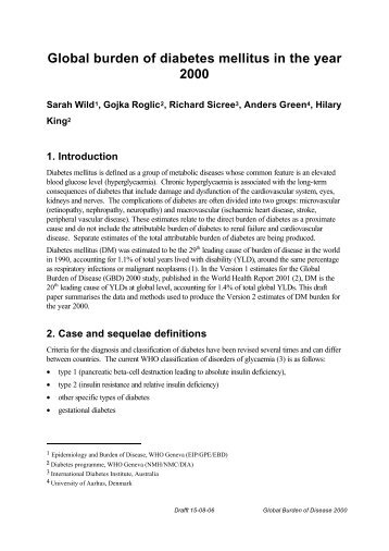 Global burden of diabetes mellitus in the year 2000