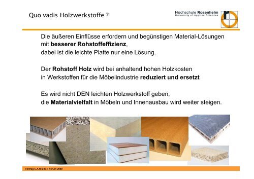 Holzwerkstoffe – Stand der Technik Chancen, Entwicklungen und Trends