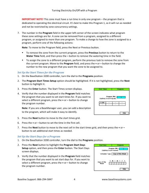 Turning Electricity On/Off with a Program - Baseline Systems