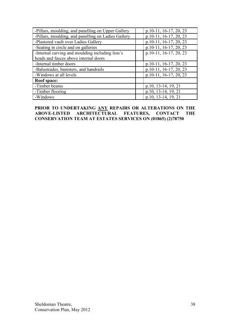 The Sheldonian Theatre Conservation Plan - Central Administration ...