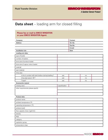 Data sheet â loading arm for closed filling - JH Menge & Co