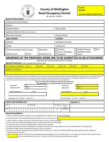 County of Wellington Road Occupancy Permit