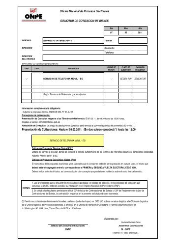 Formato de Cotizacion TELEFONIA MOVIL PUBLICACION ... - ONPE