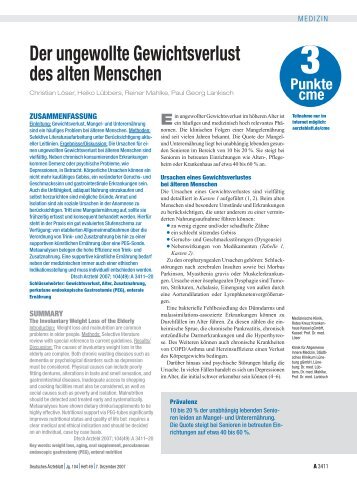 Der ungewollte Gewichtsverlust des alten Menschen