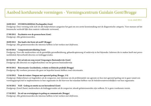 Aanbod kortdurende vormingen - Vormingscentrum Guislain Gent ...