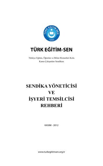 sendika yÃ¶neticisi ve iÅyeri temsilcisi rehberi - TÃ¼rk EÄitim-Sen