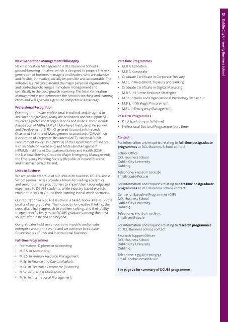 Dublin City University Postgraduate Programmes 2012 - DCU