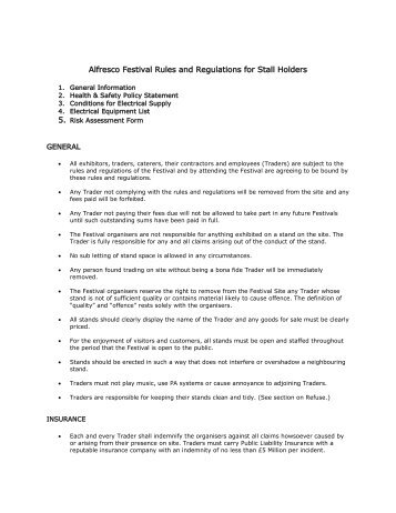 Alfresco Festival Rules and Regulations for Stall ... - Swinton Park