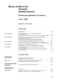 revue de droit des affaires internationales - Droit du commerce ...